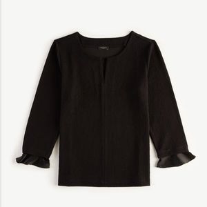 Ann Taylor Factory Ruffle Cuff Split Neck Top, XS